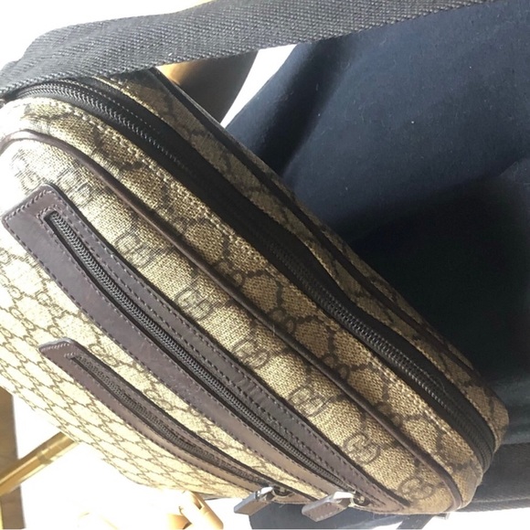 GUCCI GG Supreme Coated Canvas and Brown Leather Crossbody Messenger Bag VINTAGE - Picture 14 of 17